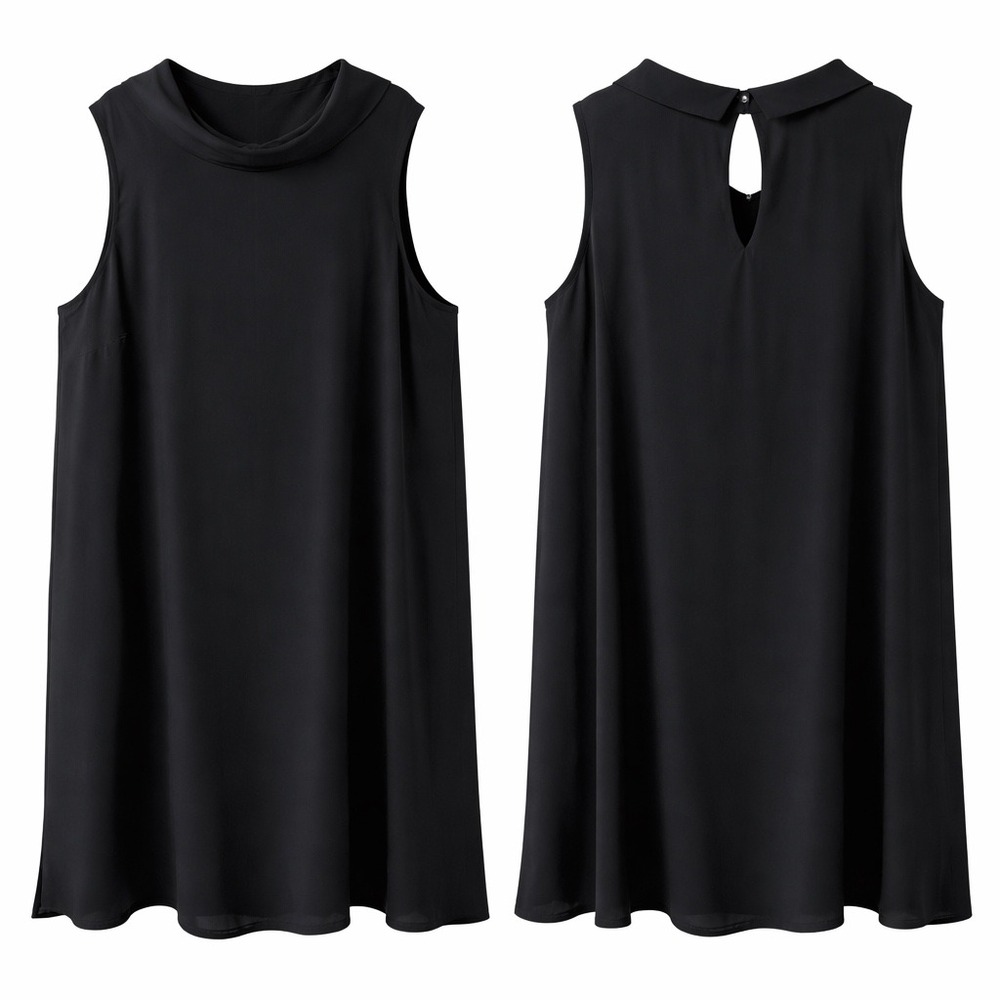 Adrianna Papell Cowl Neck Tent Dress Plus Size 24W Peter‎ Pan Collar Black LBD
